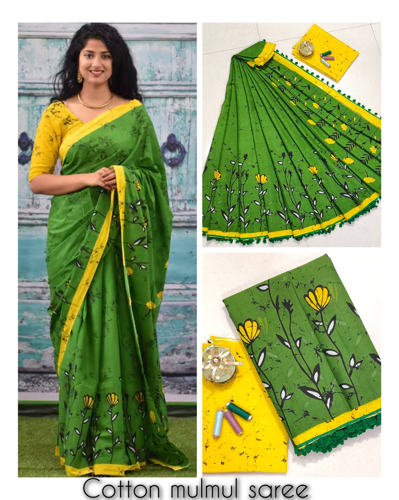 Bagru Block Print Mulmul Cotton Saree